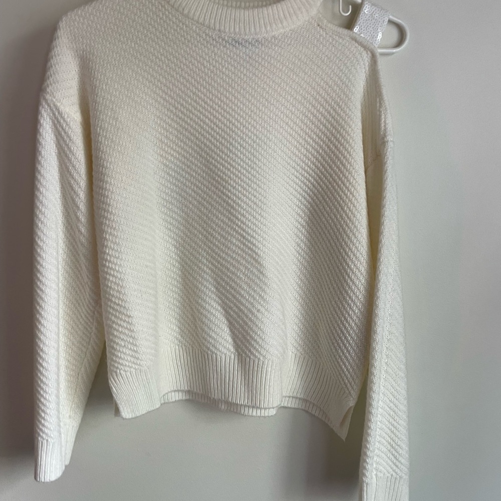 DKNY White Off The Shoulder Sweater
